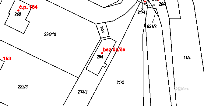 Bohdaneč 93238151 na parcele st. 284 v KÚ Bohdaneč u Zbraslavic, Katastrální mapa