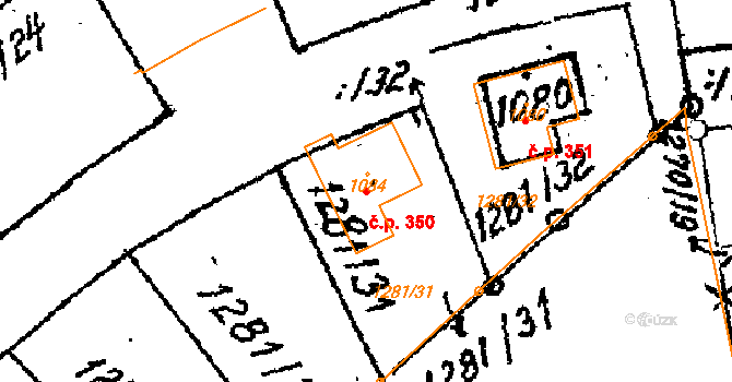 Tvarožná Lhota 350 na parcele st. 1084 v KÚ Tvarožná Lhota, Katastrální mapa