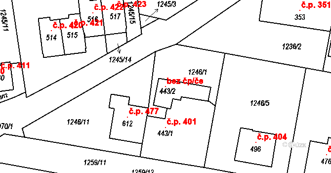 Kamenice 96458151 na parcele st. 443/2 v KÚ Kamenice u Jihlavy, Katastrální mapa