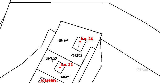 Dlouhé Pole 24, Benešov na parcele st. 4843/52 v KÚ Benešov u Prahy, Katastrální mapa