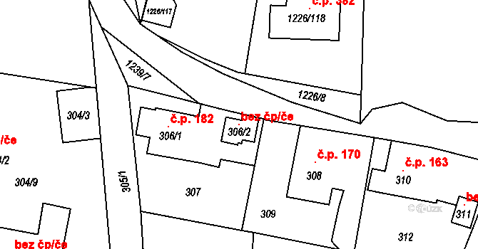 Zaječov 103593152 na parcele st. 306/2 v KÚ Zaječov, Katastrální mapa