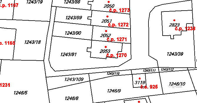 Lipník nad Bečvou I-Město 1270, Lipník nad Bečvou na parcele st. 2053 v KÚ Lipník nad Bečvou, Katastrální mapa