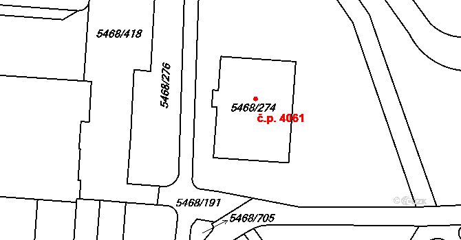 Jihlava 4061 na parcele st. 5468/274 v KÚ Jihlava, Katastrální mapa