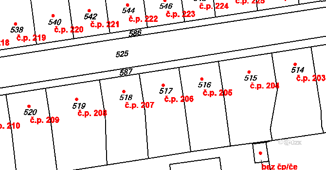 Pod Cvilínem 206, Krnov na parcele st. 517 v KÚ Opavské Předměstí, Katastrální mapa