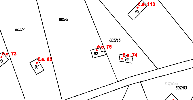 Teletín 76, Krňany na parcele st. 92 v KÚ Teletín, Katastrální mapa