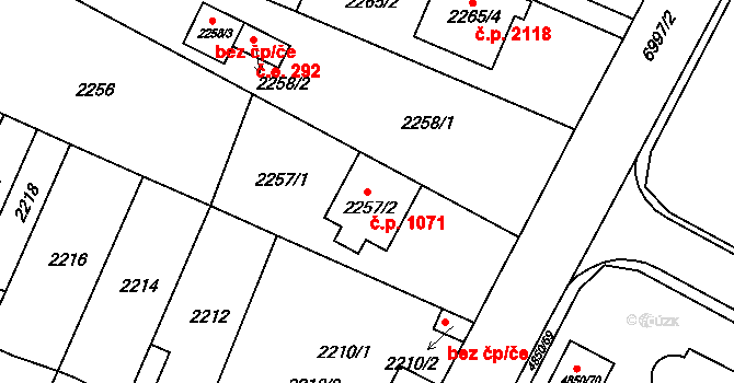 Boskovice 1071 na parcele st. 2257/2 v KÚ Boskovice, Katastrální mapa