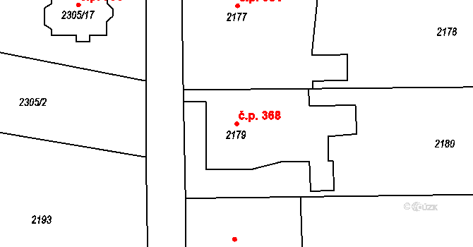 Palkovice 368 na parcele st. 2179 v KÚ Palkovice, Katastrální mapa