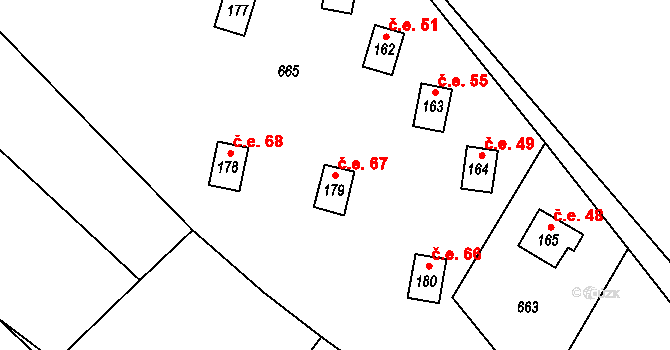 Dolní Bukovina 67, Horní Bukovina na parcele st. 179 v KÚ Horní Bukovina, Katastrální mapa