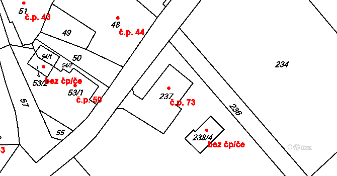 Pískov 73, Troubelice na parcele st. 237 v KÚ Pískov, Katastrální mapa