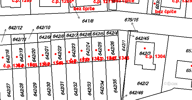 Hořovice 1347 na parcele st. 642/25 v KÚ Velká Víska, Katastrální mapa