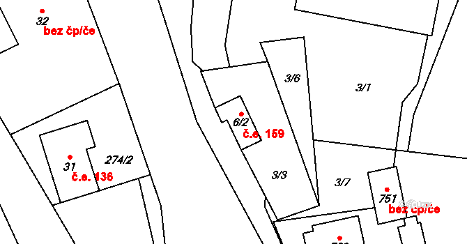 Solanec pod Soláněm 159, Hutisko-Solanec na parcele st. 6/2 v KÚ Solanec pod Soláněm, Katastrální mapa