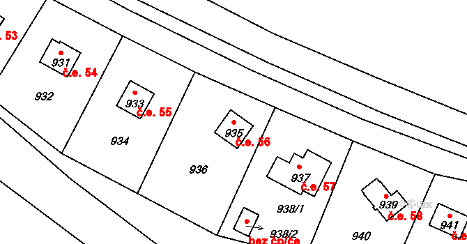 Semice 56 na parcele st. 935 v KÚ Semice nad Labem, Katastrální mapa