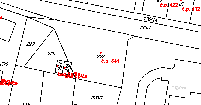 Chodov 541 na parcele st. 228 v KÚ Dolní Chodov, Katastrální mapa