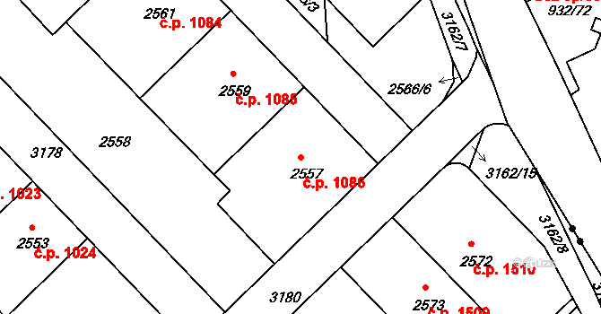 Nusle 1086, Praha na parcele st. 2557 v KÚ Nusle, Katastrální mapa