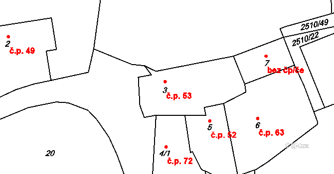 Mnichov 53 na parcele st. 3 v KÚ Mnichov, Katastrální mapa