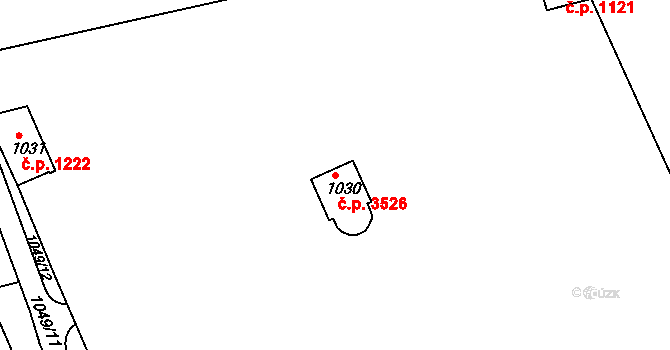 Hodonín 3526 na parcele st. 1030 v KÚ Hodonín, Katastrální mapa