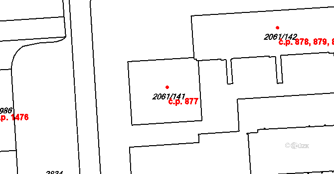 České Budějovice 2 877, České Budějovice na parcele st. 2061/141 v KÚ České Budějovice 2, Katastrální mapa