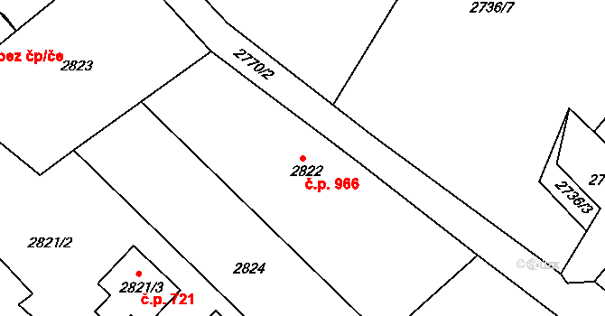 Rumburk 1 966, Rumburk na parcele st. 2822 v KÚ Rumburk, Katastrální mapa