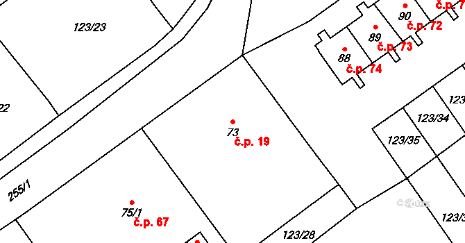 Smilovice 19 na parcele st. 73 v KÚ Smilovice u Luštěnic, Katastrální mapa