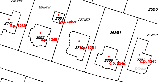 Přeštice 1241 na parcele st. 2719 v KÚ Přeštice, Katastrální mapa