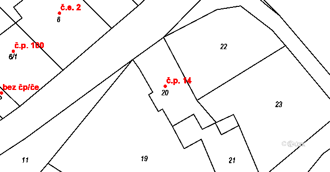 Horní Částkov 14, Habartov na parcele st. 20 v KÚ Horní Částkov, Katastrální mapa
