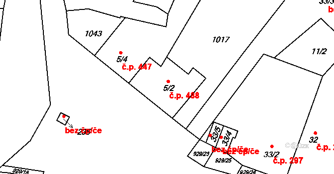 Hýskov 488 na parcele st. 5/2 v KÚ Hýskov, Katastrální mapa