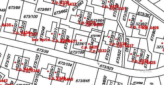 Zlín 6429 na parcele st. 3234/1 v KÚ Zlín, Katastrální mapa