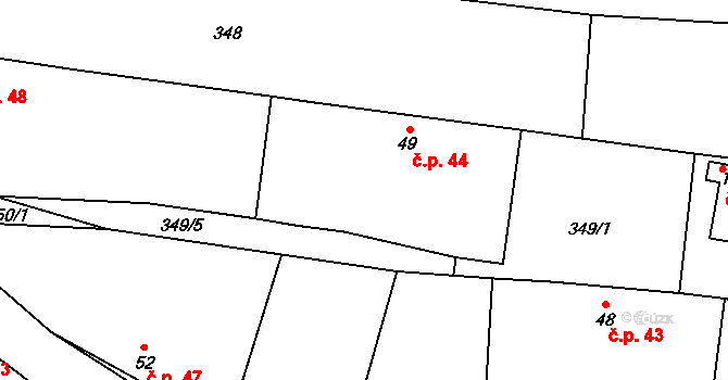 Jehnědno 44, Albrechtice nad Vltavou na parcele st. 49 v KÚ Jehnědno, Katastrální mapa