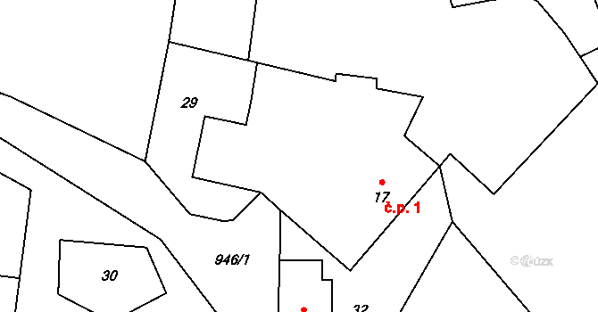 Divišovice 1, Sedlec-Prčice na parcele st. 17 v KÚ Divišovice, Katastrální mapa