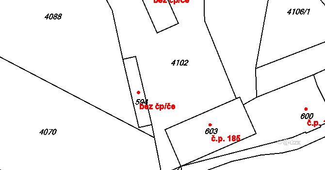Jablonec nad Jizerou 38487152 na parcele st. 594 v KÚ Buřany, Katastrální mapa