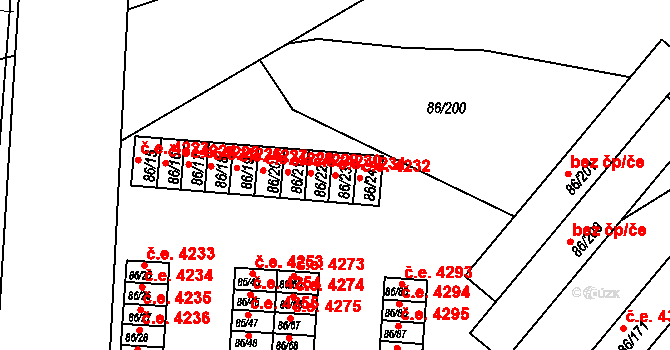 Kadaň 4231 na parcele st. 86/23 v KÚ Bystřice u Kadaně, Katastrální mapa