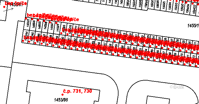 Kosmonosy 39274152 na parcele st. 1453/56 v KÚ Kosmonosy, Katastrální mapa