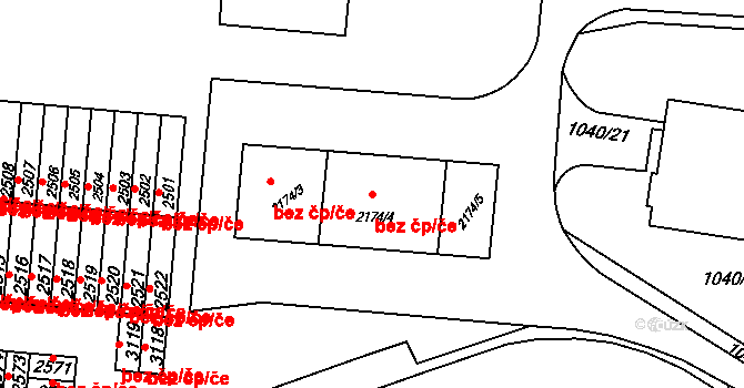 Rožnov pod Radhoštěm 39546152 na parcele st. 2174/4 v KÚ Rožnov pod Radhoštěm, Katastrální mapa