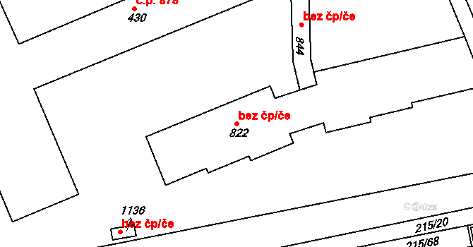 Rudná 39610152 na parcele st. 822 v KÚ Hořelice, Katastrální mapa