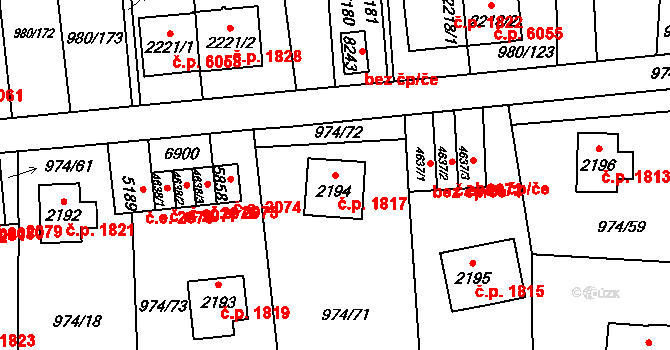 Zlín 1817 na parcele st. 2194 v KÚ Zlín, Katastrální mapa