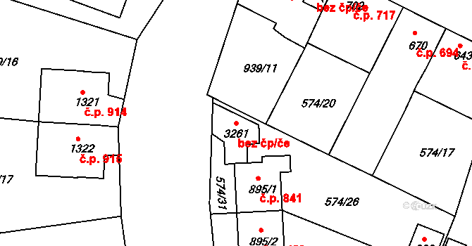 Milevsko 43167152 na parcele st. 3261 v KÚ Milevsko, Katastrální mapa