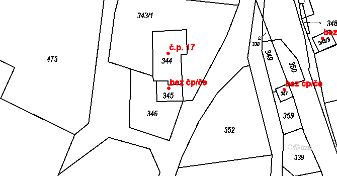 Skřípov 43659152 na parcele st. 345 v KÚ Skřípov, Katastrální mapa
