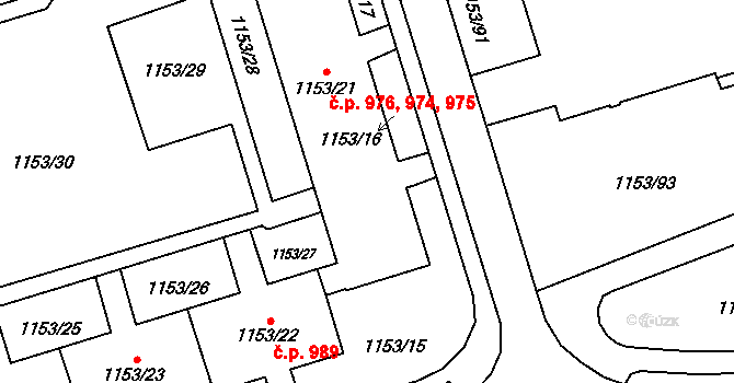 Kylešovice 974,975,976, Opava na parcele st. 1153/21 v KÚ Kylešovice, Katastrální mapa
