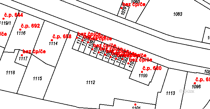 Kladno 48155152 na parcele st. 1106 v KÚ Motyčín, Katastrální mapa