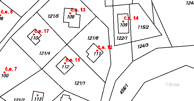 Chacholice 12, Chrast na parcele st. 111 v KÚ Chacholice, Katastrální mapa