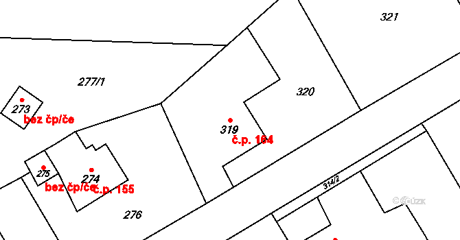 Dolní Žukov 164, Český Těšín na parcele st. 319 v KÚ Dolní Žukov, Katastrální mapa