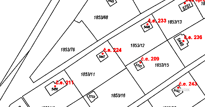Beroun-Město 224, Beroun na parcele st. 5447 v KÚ Beroun, Katastrální mapa