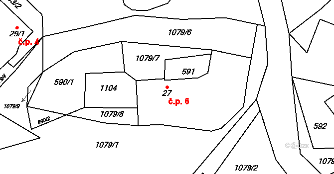 Alenina Lhota 6, Jistebnice na parcele st. 27 v KÚ Cunkov, Katastrální mapa