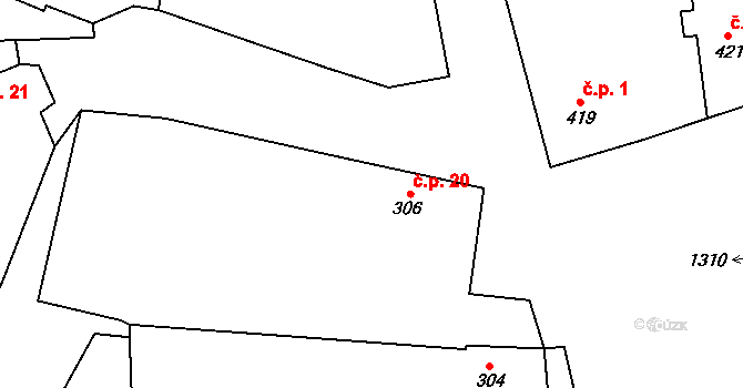 Semošice 20, Horšovský Týn na parcele st. 306 v KÚ Semošice, Katastrální mapa