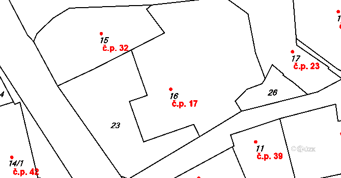Miskolezy 17, Chvalkovice na parcele st. 16 v KÚ Miskolezy, Katastrální mapa