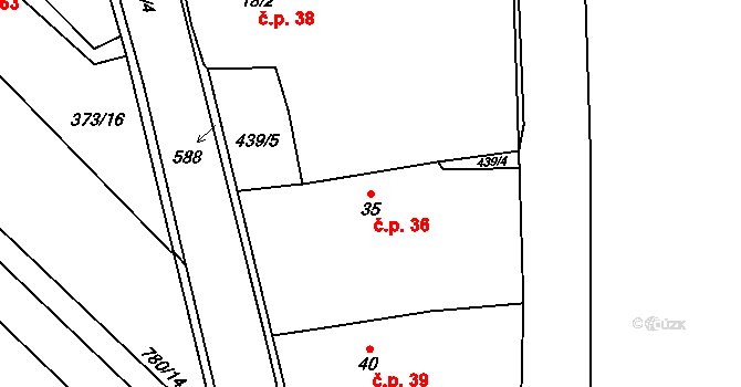 Bohumileč 36, Rokytno na parcele st. 35 v KÚ Bohumileč, Katastrální mapa