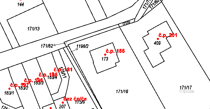 Chromeč 155 na parcele st. 173 v KÚ Chromeč, Katastrální mapa
