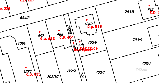 Česká Třebová 83778152 na parcele st. 1251 v KÚ Parník, Katastrální mapa