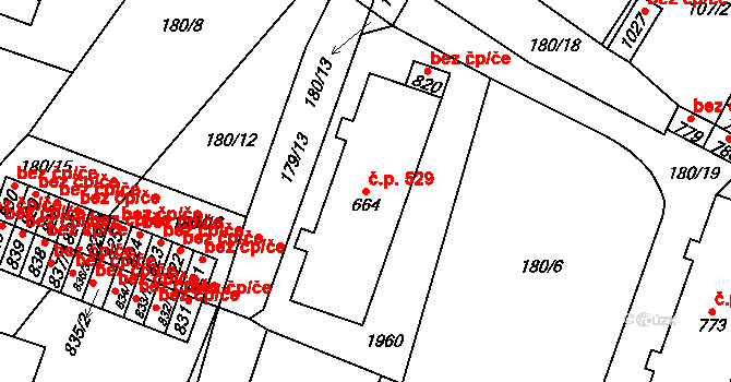 Přibyslav 529 na parcele st. 664 v KÚ Přibyslav, Katastrální mapa