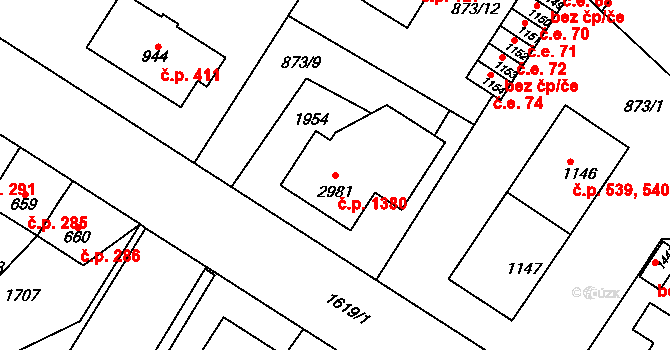 Litovel 1380 na parcele st. 2981 v KÚ Litovel, Katastrální mapa
